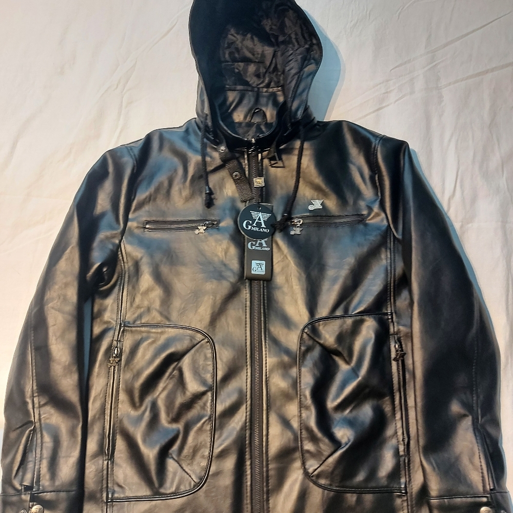 GA Milano Black Faux Leather Jacket